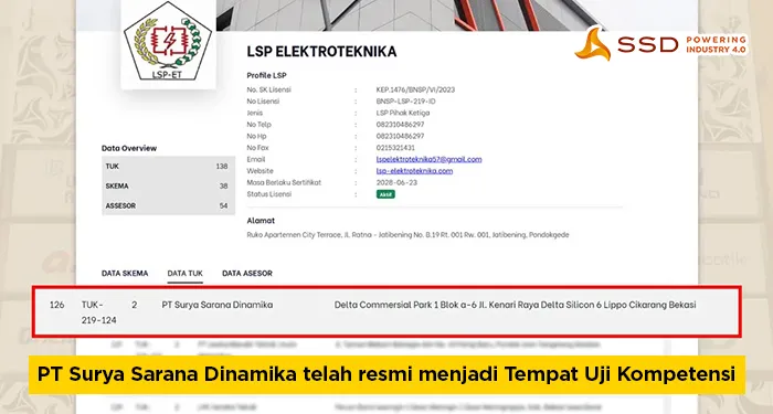 PT Surya Sarana Dinamika telah resmi menjadi TUK resmi